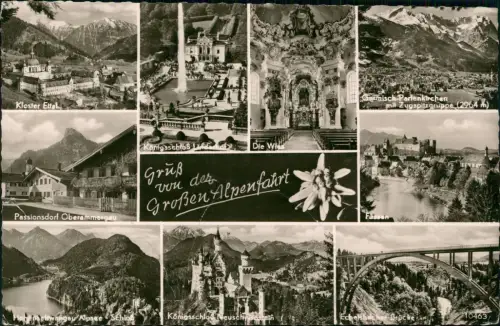 Ansichtskarte .Bayern Mehrbild-AK "Gruss von der Großen Alpenfahrt" 1960