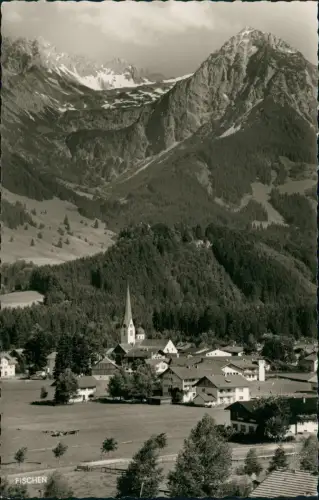 Ansichtskarte Fischen im Allgäu Stadtpartie mit Nebelhorn - Fotokarte 1961