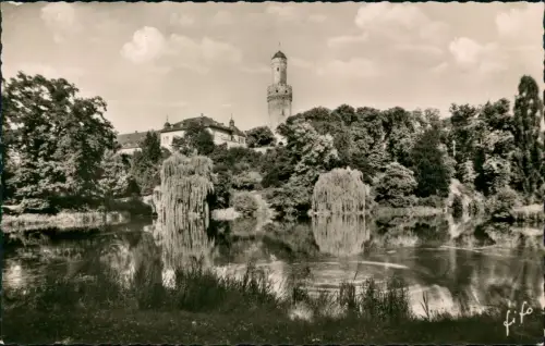 Bad Homburg vor der Höhe Schloß mit Schloßweiher - Fotokarte 1957