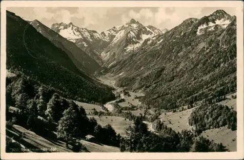 Ansichtskarte Spielmannsau-Oberstdorf (Allgäu) Talblick - Fotokarte 1952