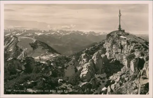Ansichtskarte Rottach-Egern Wallberg-Gipfel Karwendel Bergkreuz 1952