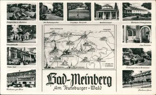 Ansichtskarte Horn-Bad Meinberg Landkarten AK mit Stadtansichten 1956