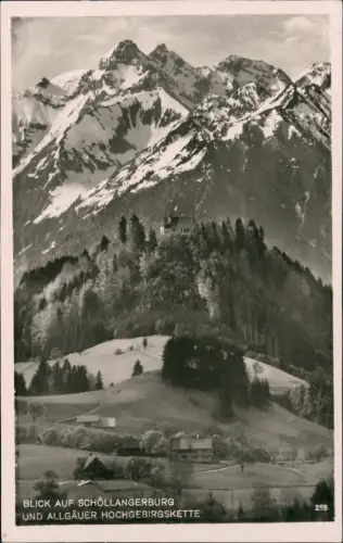 Ansichtskarte Fischen im Allgäu Blick auf die Schöllangerburg 1961