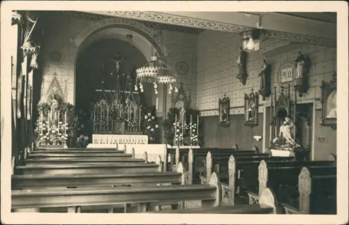 Ansichtskarte  Geschmückte Kirche Altar 1930