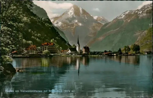 Flüelen Vierwaldstättersee mit Bristenstock Colorfotokarte 1961