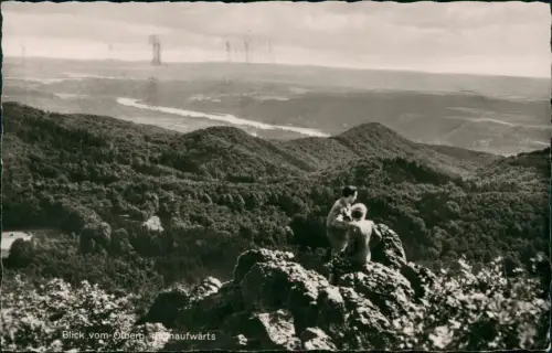 Ansichtskarte Königswinter Ölberg Wanderer Blick zum Rhein 1955