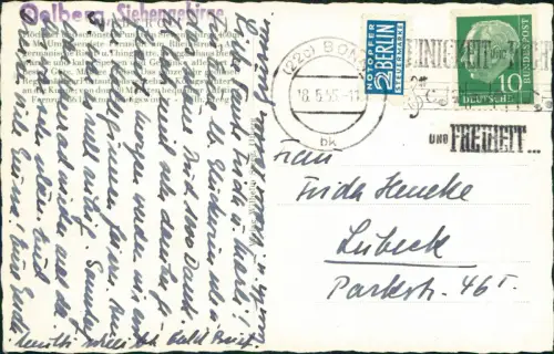 Ansichtskarte Königswinter Ölberg Wanderer Blick zum Rhein 1955