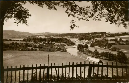 Ansichtskarte Schörfling am Attersee Stadtblick und Brücke Fotokarte 1934