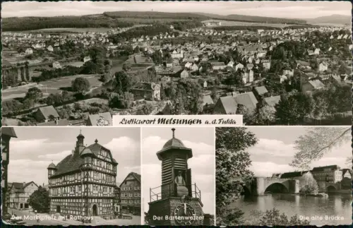 Ansichtskarte Melsungen Stadt Der Bartenweizer Die alte Brücke 4 Bild 1957