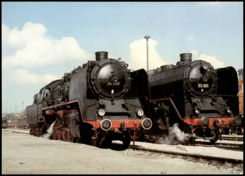 Ansichtskarte  Dampflokomotiven im Bf Radebeul Ost, DDR AK 1988