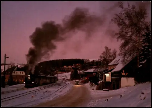 Neudorf (Erzgebirge) Bahnhof Sampflokomotive Eisenbahn Stimmungsbild 1993