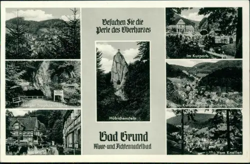Ansichtskarte Bad Grund (Harz) Stadtansichten Mehrbild Markt Knollen 1954