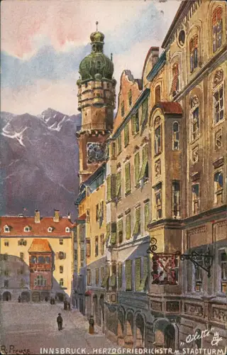 Ansichtskarte Innsbruck Herzog-Friedrich-Straße Künstlerkarte 1917
