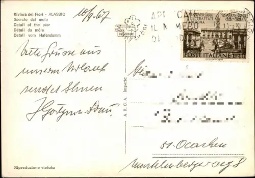 Cartolina Alassio Ortsansicht Scorcio dal molo Riviera dei Fiori 1967
