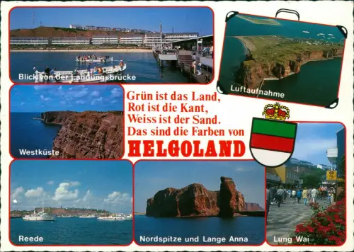 Helgoland (Insel) Mehrbild-AK u.a. Luftaufnahme Nordspitze und Lange Anna 1990