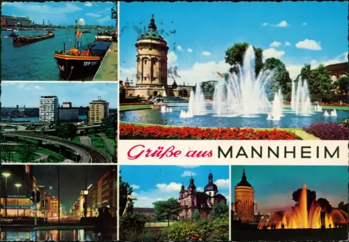 Ansichtskarte Mannheim Mehrbildkarte mit div. Stadtteilansichten 1966
