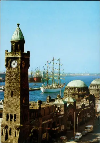 St. Pauli-Hamburg Landungsbrücken Hafen Partie mit Schiffen Segelschiff 1970