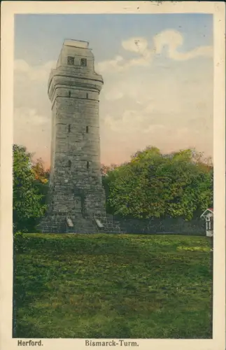 Ansichtskarte Herford Bismarck-Turm. colorierte AK 1928