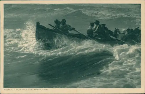Helgoland (Insel) Helgoland, Durch die Brandung. Künstlerkarte 1932