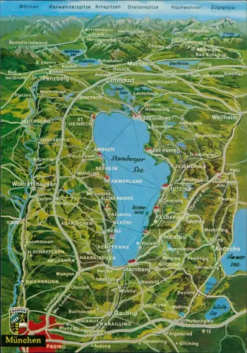 Ansichtskarte Starnberg Panorama Starnberger Seen-Gebiet 1970