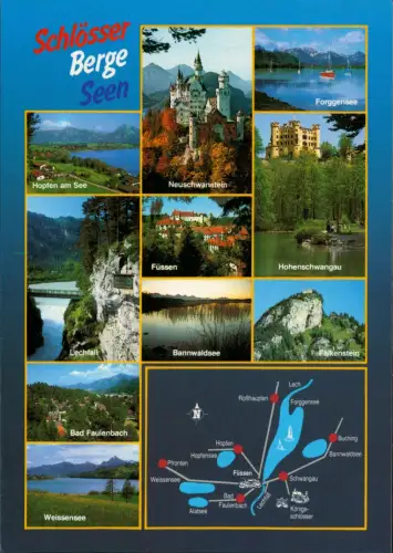 Ansichtskarte .Bayern Schlösser Berge Seen in Bayern (Mehrbildkarte) 2001