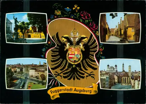 Ansichtskarte Augsburg Mehrbildkarte mit Wappen und 4 Stadtansichten 1981