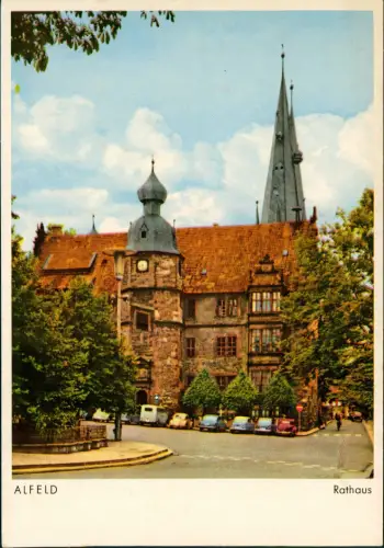 Ansichtskarte Alfeld (Leine) Partie am Rathaus, Autos u.a. VW Käfer 1955