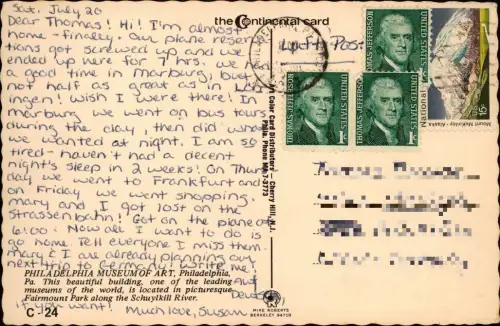 Postcard Philadelphia Luftaufnahme Aerial View Museum of Art 1960