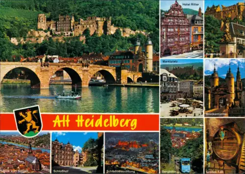 Heidelberg u.a. Hotel Ritter Marktplatz Schloßhof Brückentürme 1980