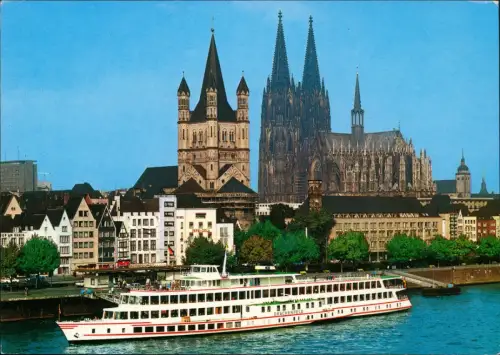 Ansichtskarte Köln Rheinfront mit Dom und Rhein-Dampfer MS Drachenfels 1995