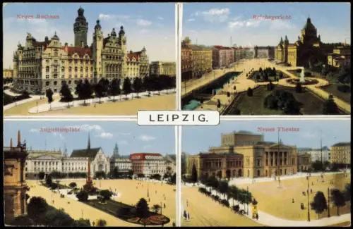 Ansichtskarte Leipzig 4 Bild Rathaus Reichsgericht Augustusplatz 1924