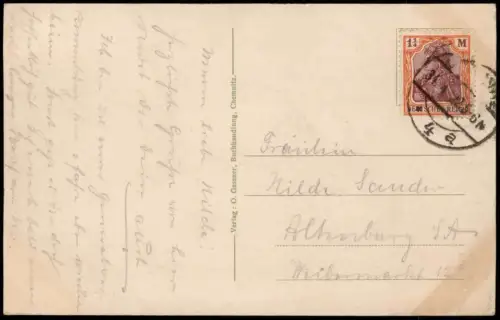 Ansichtskarte Chemnitz Markt Rathaus 1922