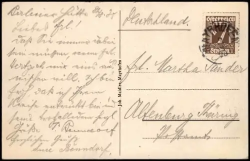 Ansichtskarte Ginzling-Mayrhofen Berliner Hütte Zillertal Gletscher 1925