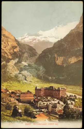 Ansichtskarte Grindelwald Blick auf die Stadt 1908