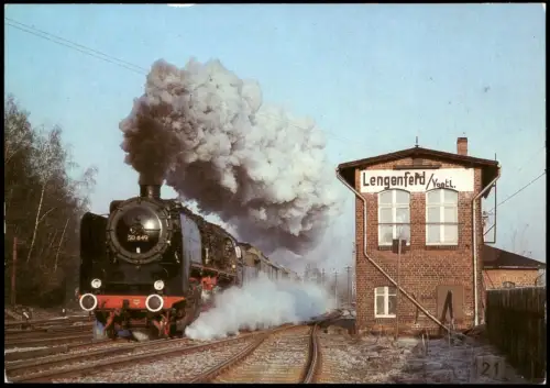 Ansichtskarte Lengenfeld (Vogtland) Traditionslok 50 849 im Bahnhof 1985