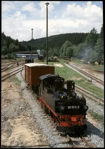 Ansichtskarte  Dampflokomotive im Bahnhof Schönheide Süd 2007