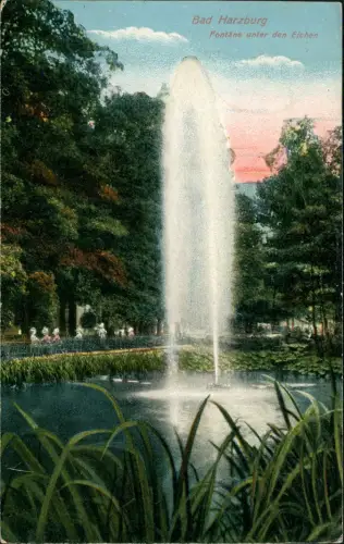 Ansichtskarte Bad Lauterberg im Harz Fontäne Eichen 1923  gel. Posthorn 40 Mark