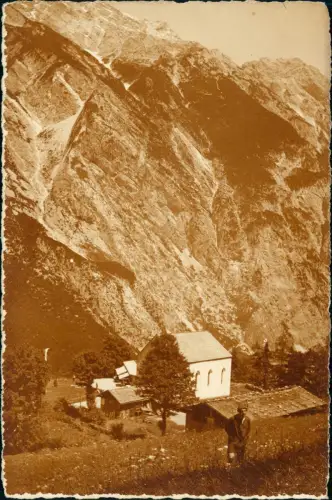 Ansichtskarte Halltal-Absam Kirchlein Bauer Bergwelt 1929