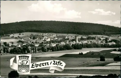 Ansichtskarte Ebern Blick auf die Stadt, Fotokarte 1957