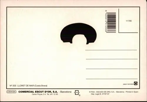 Postale Lloret de Mar 4 Bild Strand Promenade 1995