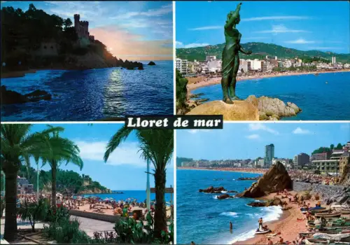 Postale Lloret de Mar 4 Bild Strand, Statue 1992