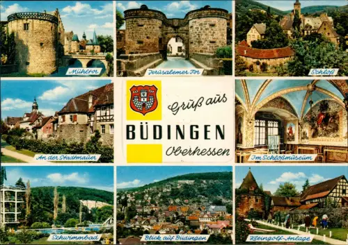 Büdingen Mühetor Jerusalemer Tor Schloß Mehrbild 1978 Leporello