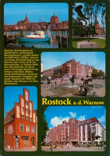 Ansichtskarte Rostock Mehrbildkarte mit Stadtteilansichten 1990