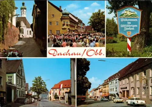 Ansichtskarte Dachau Mehrbild-AK Ortsansichten, Festzug, Straßen 1975