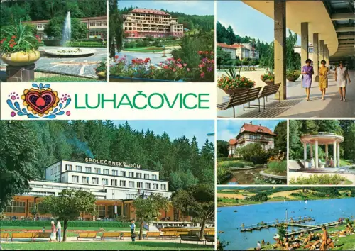 Luhatschowitz Luhačovice Mehrbildkarte mit div. Ortsansichten 1984