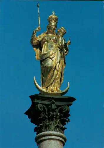 München Patrona Bavariae auf der Mariensäuleauf dem Marienplatz 1980