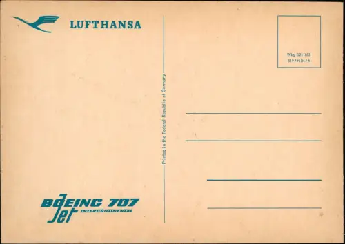 Flugzeug Boeing BOEING 707 Jet INTERCONTINENTAL der Lufthansa 1960
