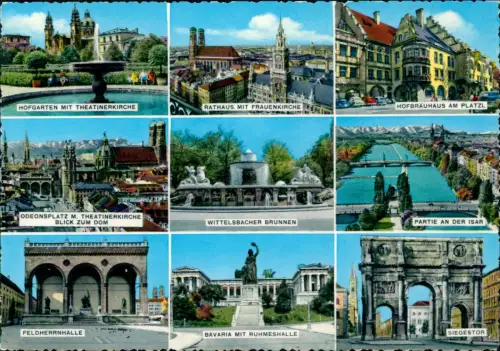 Ansichtskarte München Mehrbild Stadtteilansichten Isar Feldherrnhalle 1978