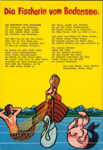 Ansichtskarte  Scherzkarte Die Fischerin vom Bodensee. Männer als Nixen 1978