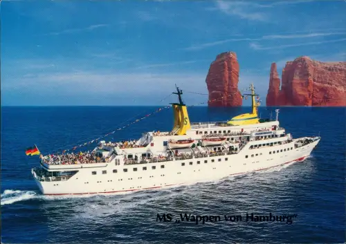 Ansichtskarte  Schiff Schifffahrt: MS WAPPEN VON HAMBNURG vor Helgoland 1980